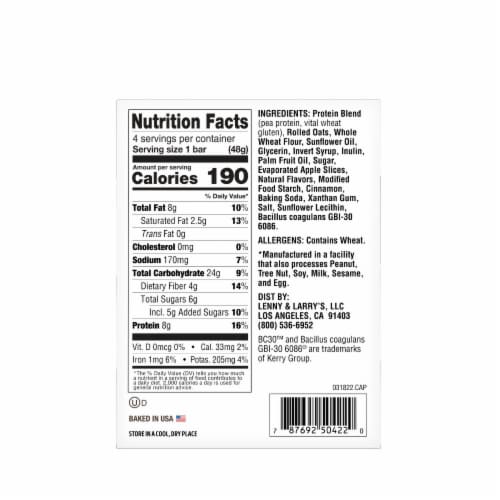 Lenny & Larry's The Complete Kickstart™ Apple Cinnamon Breakfast Bars Perspective: right