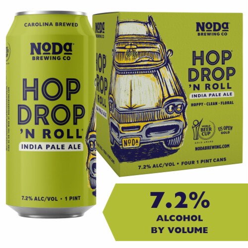 NoDa® Brewing Company Hop® Drop 'n Roll IPA Craft Beer Perspective: right