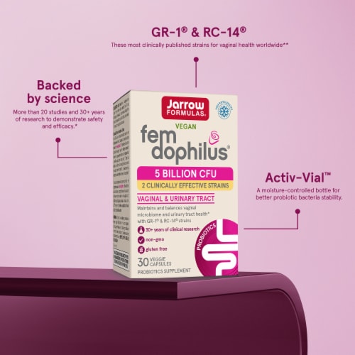 Jarrow Formulas® Vegan Fem-dophilus® Probiotics Supplement Perspective: right