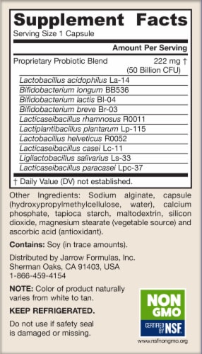 Jarrow Formulas Ultra Jarro-Dophilus Probiotic Supplement Veggie Capsules Perspective: right