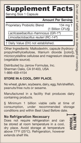 Jarrow Formulas® Fem Dophilus® Vaginal & Urinary Tract Probiotics Veggie Capsules Perspective: right