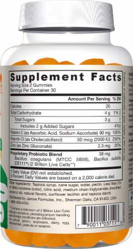 Jarrow Formulas® Orange Flavor Probiotic + Immune Gummies Perspective: right