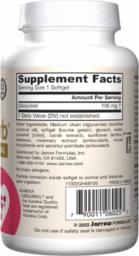 Jarrow Ubiquinol QH Absorb Softgels 100 mg Perspective: right