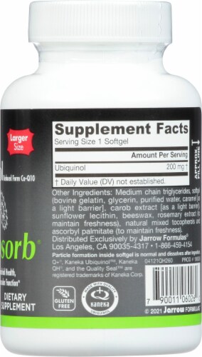 Jarrow Formulas® Ubiquinol QH-Absorb Softgels Perspective: right