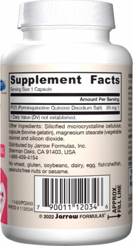Jarrow Formulas® PQQ Pyrroloquinoline Quinone Capsules 20mg Perspective: right