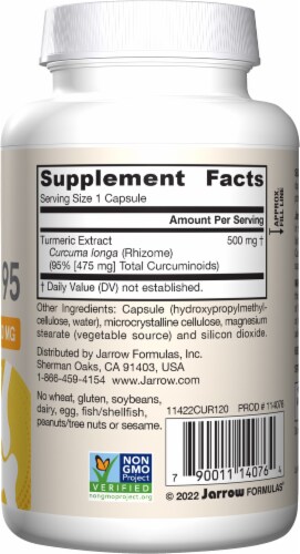 Jarrow Formulas Curcumin 95 500 mg Dietary Supplement Perspective: right