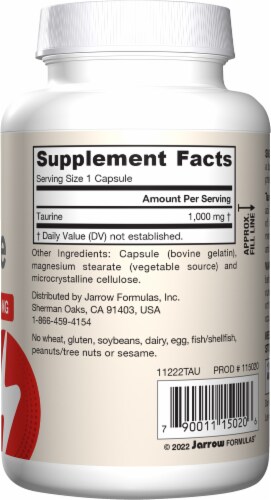 Jarrow Taurine 1000 mg Capsules Perspective: right