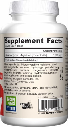 Jarrow Formulas® Vegan Arginine 1000 mg Vascular Support Dietary Supplement Tablets Perspective: right