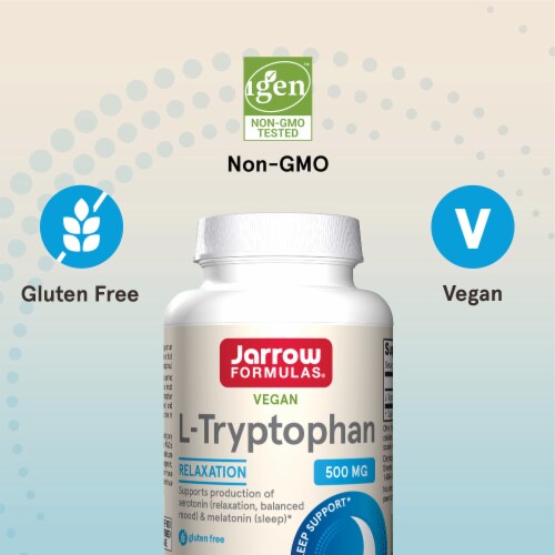 Jarrow Formulas® L-Tryptophan Relaxation Dietary Supplement Veggie Capsules 500mg Perspective: right