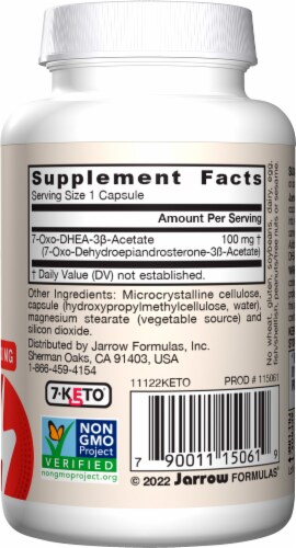 Jarrow Formulas® 7-Keto® DHEA Metabolism Supplement Capsules 100mg Veggie Capsules Perspective: right