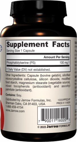 Jarrow Formulas® Phosphatidylserine Cognition Support Dietary Supplement Capsules 10mg Perspective: right