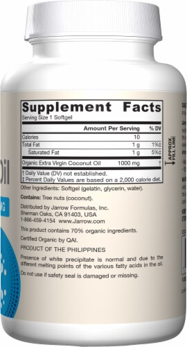 Jarrow Formulas Extra Virgin Coconut Oil Perspective: right