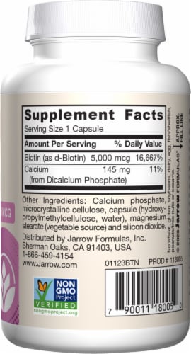 Jarrow Formulas® Biotin Veggie Capsules 5000mcg Perspective: right