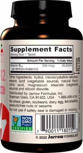 Jarrow Formulas® Methyl B-12 Cherry Dietary Supplement Lozenges 500mcg Perspective: right