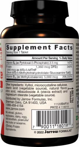 Jarrow Formulas Methyl B-12 & Methyl Folate Cherry Lozenges Perspective: right