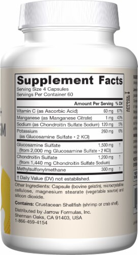 Jarrow Formulas® Glucosamine + Chondroitin + MSM Joint Health Dietary Supplement Capsules Perspective: right