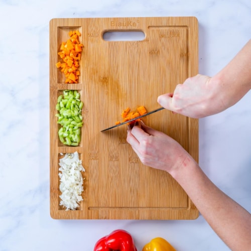 Large Bamboo Cutting Board - 17x12.5 inch Wood Cutting Board, Serving Tray with Juice Groove Perspective: right