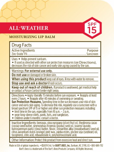 Burts Bees All Weather SPF 15 Lip Balm Perspective: right