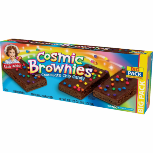 Cosmic Brownie Big Packs, 4 Boxes, 48 Individually Wrapped Brownies with Chocolate Chip Candy Perspective: right