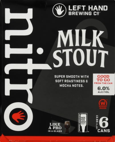 Left Hand Brewing Co. Milk Stout Nitro Beer 6 Cans Perspective: right