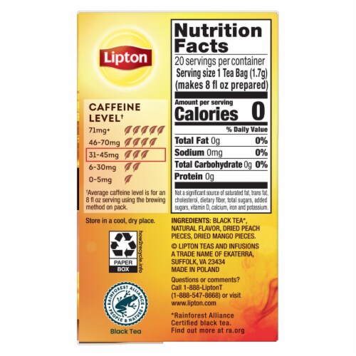 Lipton Peach Mango Black Tea Bags Perspective: right