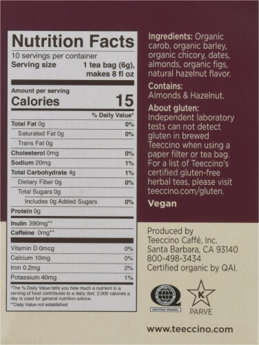 Teeccino® Hazelnut Herbal Tea Bags Perspective: right