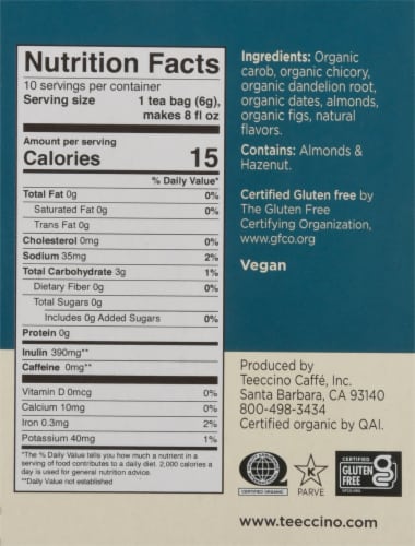 Teeccino® Dandelion Caramel Nut Tee Bags Perspective: right