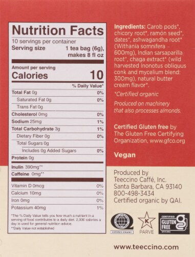 Teeccino® Chaga Ashwagandha Mushroom Herbal Tea Perspective: right