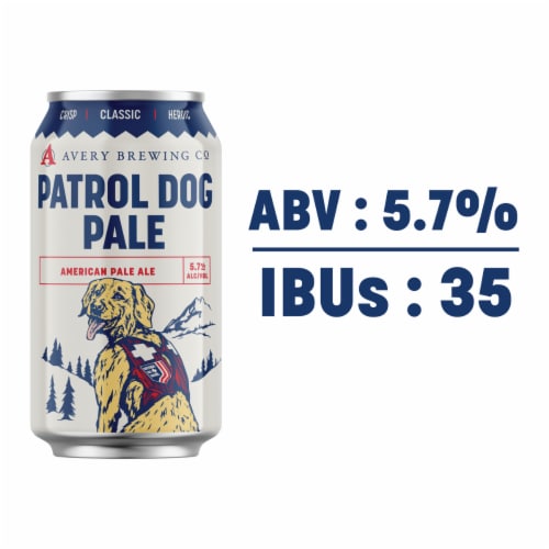 Avery Patrol Dog Pale Ale Craft Beer Cans Perspective: right