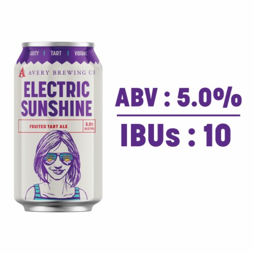 Avery Electric Sunshine Fruited Tart Ale Craft Beer Cans Perspective: right