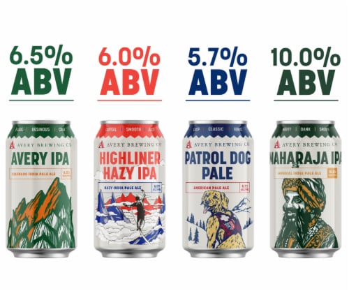 Avery Variety Hop Pack Craft Beer Cans Perspective: right
