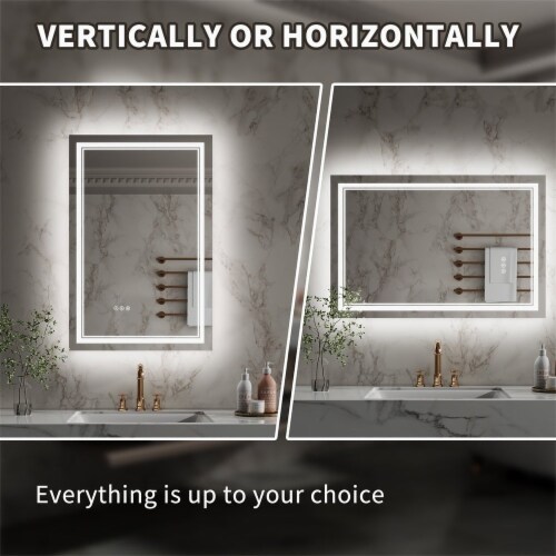 Heated bathroom mirror with lights hotsell