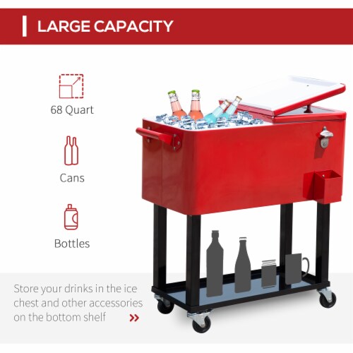 Outdoor Patio 80quart Party Portable Rolling Cooler Cart Ice Beer Beverage Chest Perspective: right