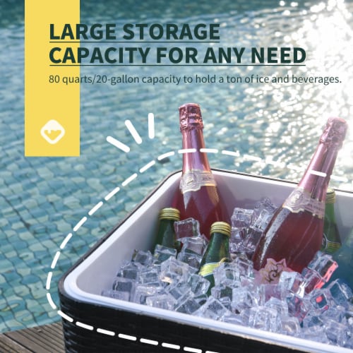 80Qt Outdoor Rolling Cooler Cart Ice Beer Beverage Chest Party Portable Brown Perspective: right