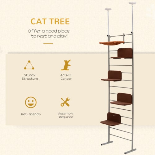 9FT Adjustable Multi-Level Cat Climber Climbing Tree Tower Scratcher Post Steps Perspective: right