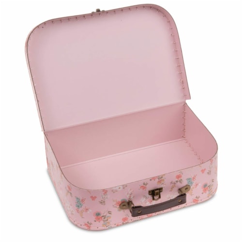 Jewelkeeper Pink Floral Paperboard Suitcases, Set of 3 Perspective: right