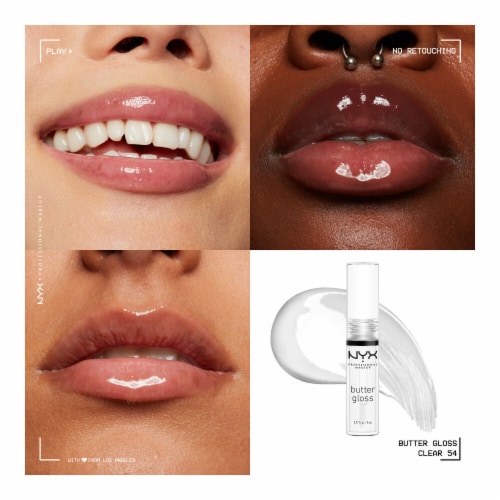 NYX Professional Makeup Butter Gloss 54 Sugar Glass Clear Perspective: right