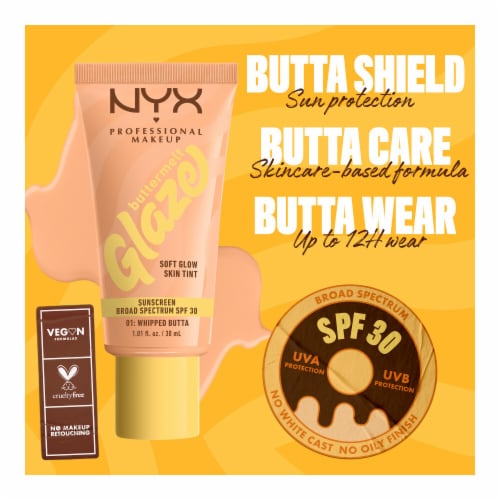 NYX Professional Makeup Buttermelt Glaze Soft Glow Skin Tint with SPF 30 01 Whipped Butta Perspective: right