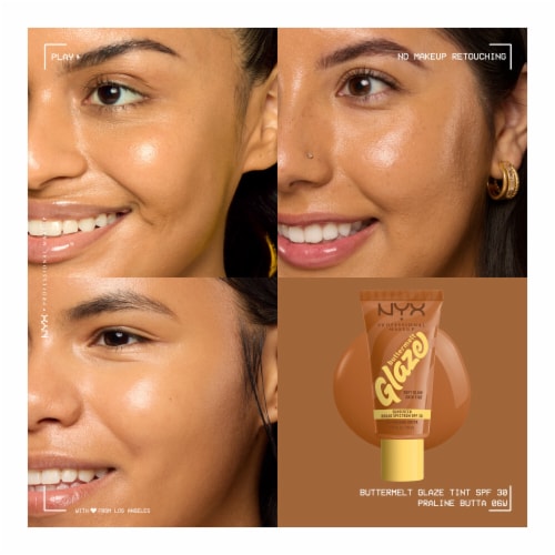 NYX Professional Makeup Buttermelt Glaze Soft Glow Skin Tint with SPF 30 06 Praline Butta Perspective: right