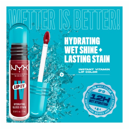 NYX Professional Makeup Lip IV Lip Gloss Stain Hydrating 13 Cranberry Splash Perspective: right