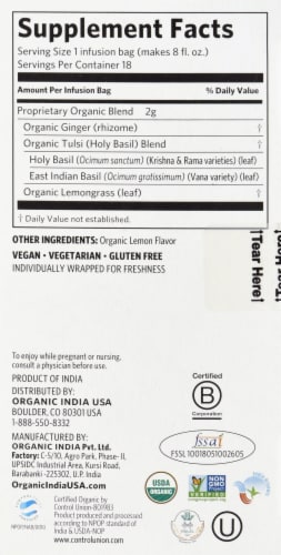 Organic India™ Lemon Ginger Tulsi Tea Perspective: right