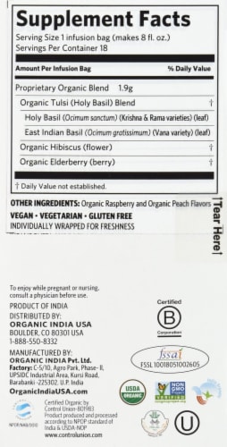 Organic India­™ Tulsi Raspberry Peach Herbal Tea Bags Perspective: right