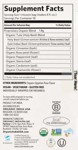 Organic India™ Tulsi Cinnamon Rose Herbal Tea Bags Perspective: right