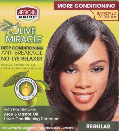 African Pride® Olive Miracle® Deep Conditioning Anti-Breakage No-Lye Relaxer Perspective: right
