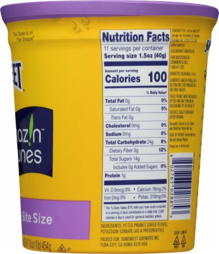 Sunsweet® Bite Size Pitted Amazin™ Prunes Canister Perspective: right