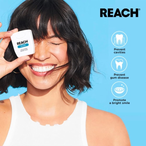 Reach Waxed Dental Floss, Effective Plaque Removal, Wide Cleaning Surface, Unflavored, 1 Pack Perspective: right