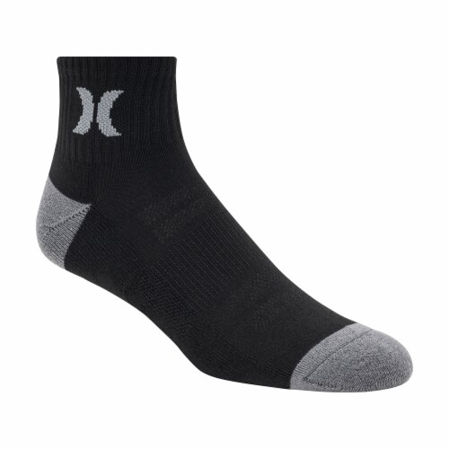 Hurley Mens Quarter Crew Socks - Black Perspective: right