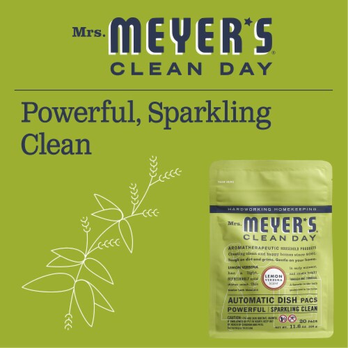 Mrs. Meyer's Clean Day Lemon Verbena Dishwasher Pods Automatic Dish Pacs Perspective: right