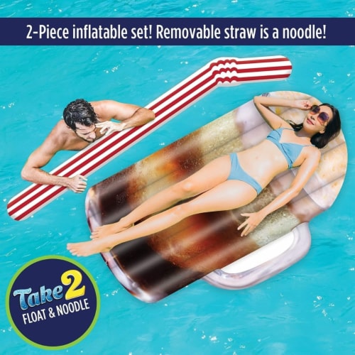 Take 2 Floats Root Beer Water Float & Noodle Pool Blow Up Inflatable Raft Mighty Mojo Perspective: right