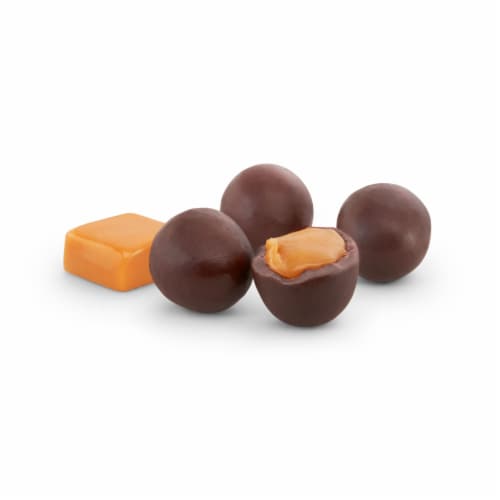 LILY'S Dark Chocolate Style No Sugar Added Covered Caramels Bag Perspective: right